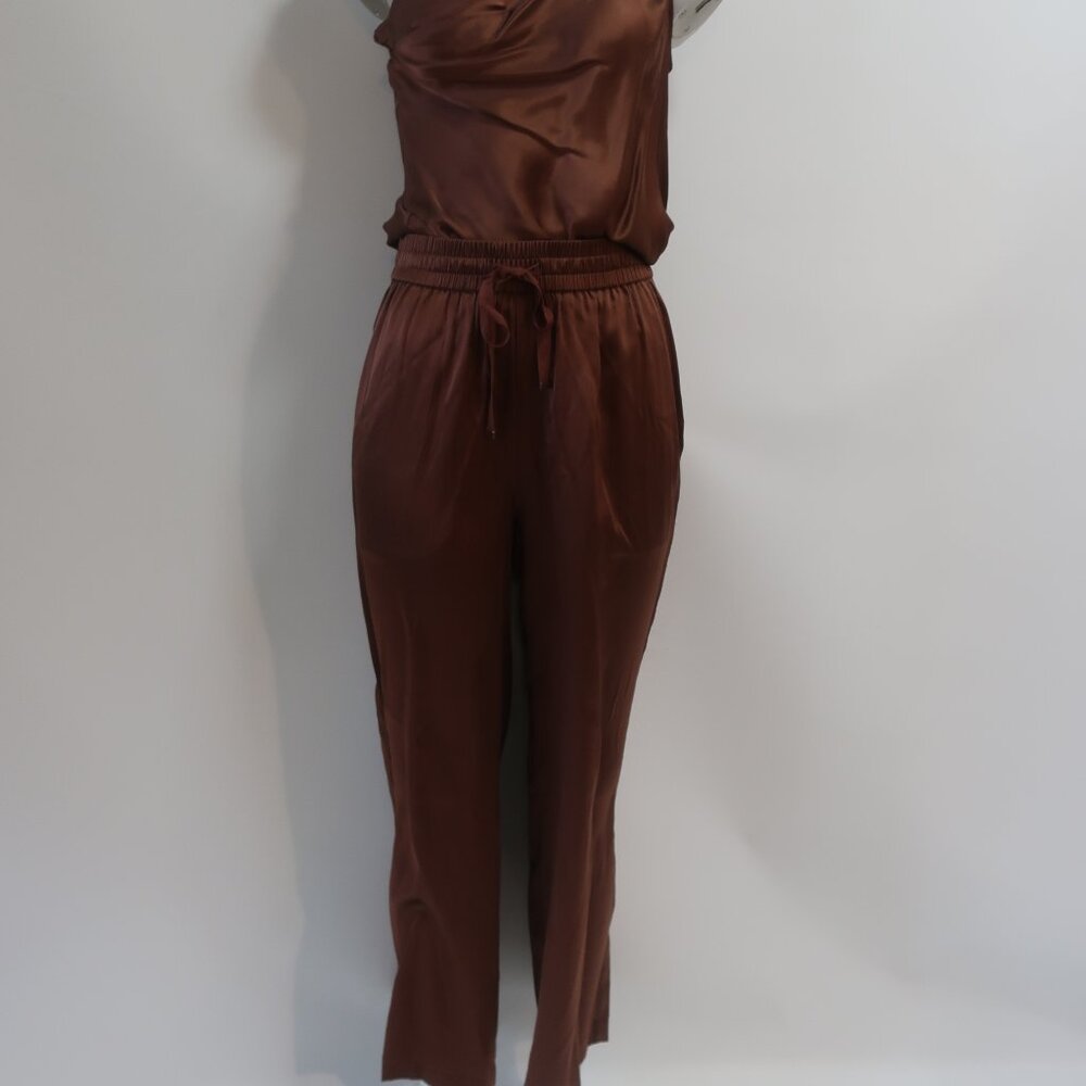 NWT Womens Cami NYC Sena Silk Blend Coffee Brown Pants S/Darby Bodysuit Set S - Picture 2 of 11